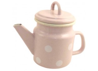 Růžová smaltovaná konvička s puntíky Pink dot  - Ø 12*17cm - 1L