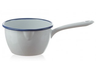 Bílý smaltovaný rendlík White blue - Ø14*9cm - 1L