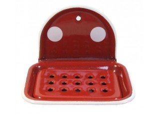 Červená smaltovaná mýdlenka s puntíky Red dot - 13*10*9cm 