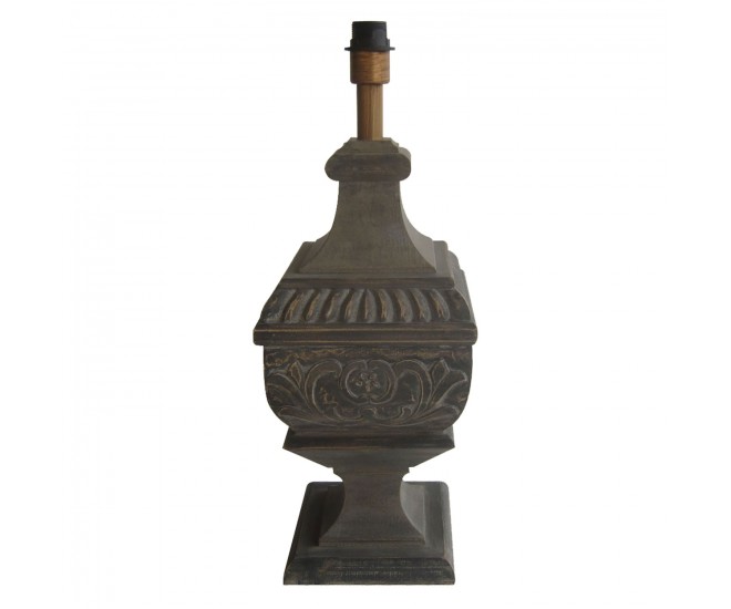 Hnědá dřevěná vyřezávaná základna Bruno - 24*24*65 cm E27 Clayre & Eef