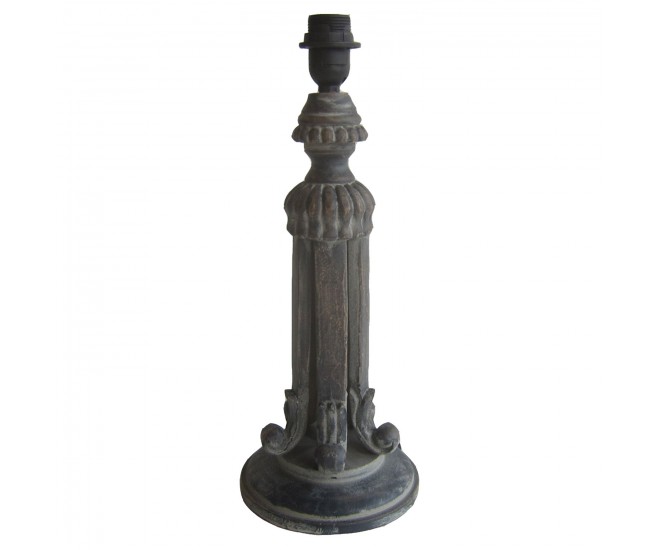Šedá dřevěná noha k lampě Philippe - Ø18*46 cm E27 Clayre & Eef