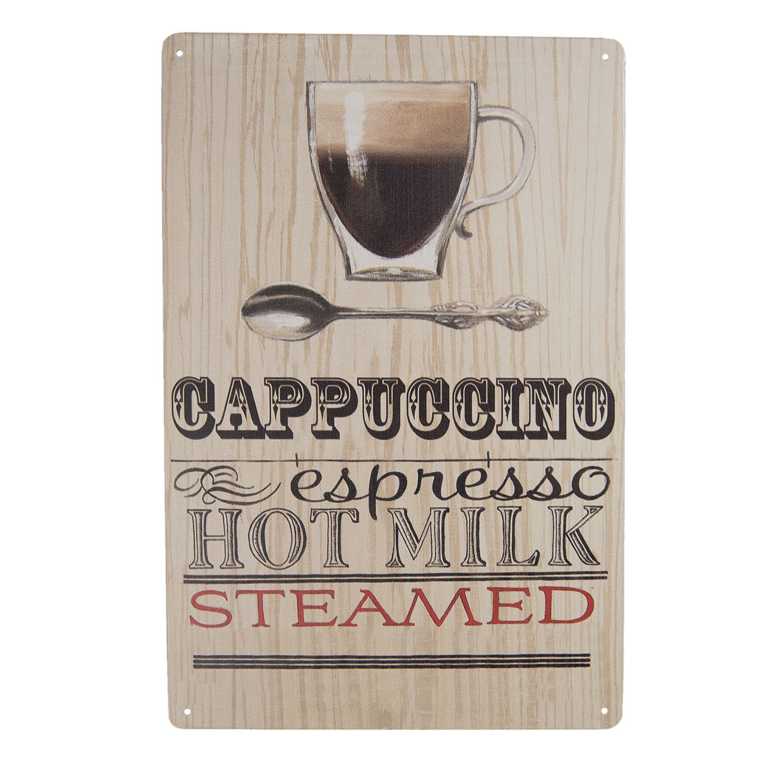 Nástěnná plechová cedule Cappuccino - 20*30 cm Clayre & Eef