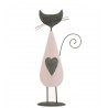 Růžovo-šedá dekorace kočka Cat - 13*7*32 cm Barva: růžová, šedáMateriál: dřevo, kov