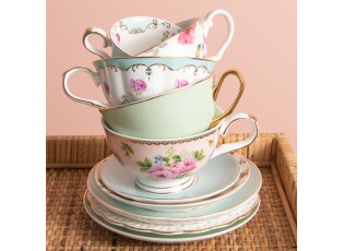 Šálek s podšálkem Rose Gold pink -  13*10*6 cm / 0,15 L