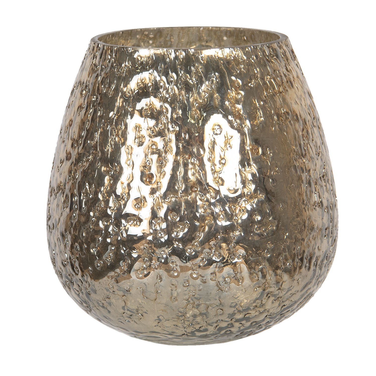Zlatý skleněný svícen na čajovou svíčku - Ø 14*14 cm Clayre & Eef