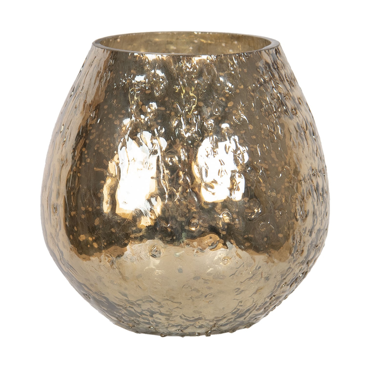 Zlatý skleněný svícen na čajovou svíčku - Ø 10*7cm Clayre & Eef