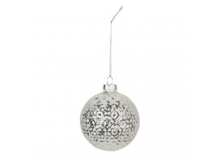 Sada 4ks stříbrná skleněná vánoční ozdoba  - Ø  8 cm