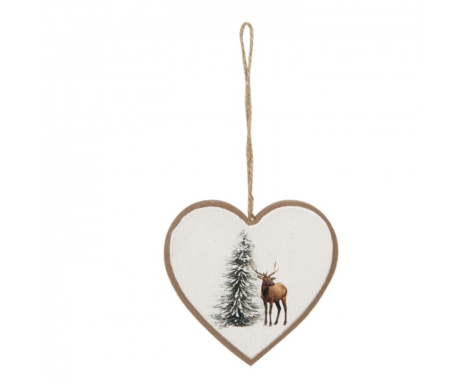 Závěsná dekorace srdce s jelenem - 10*1*9 cm