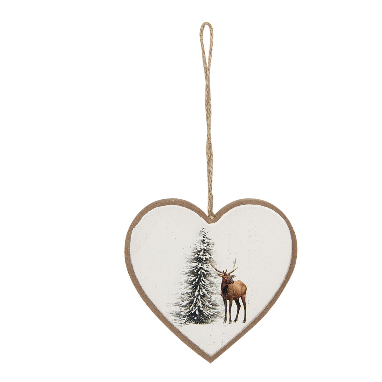 Závěsná dekorace srdce s jelenem - 10*1*9 cm 6H1889