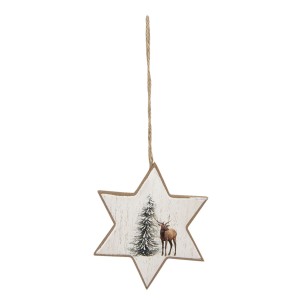 Závěsná dekorace hvězdas jelenem - 9*1*11 cm