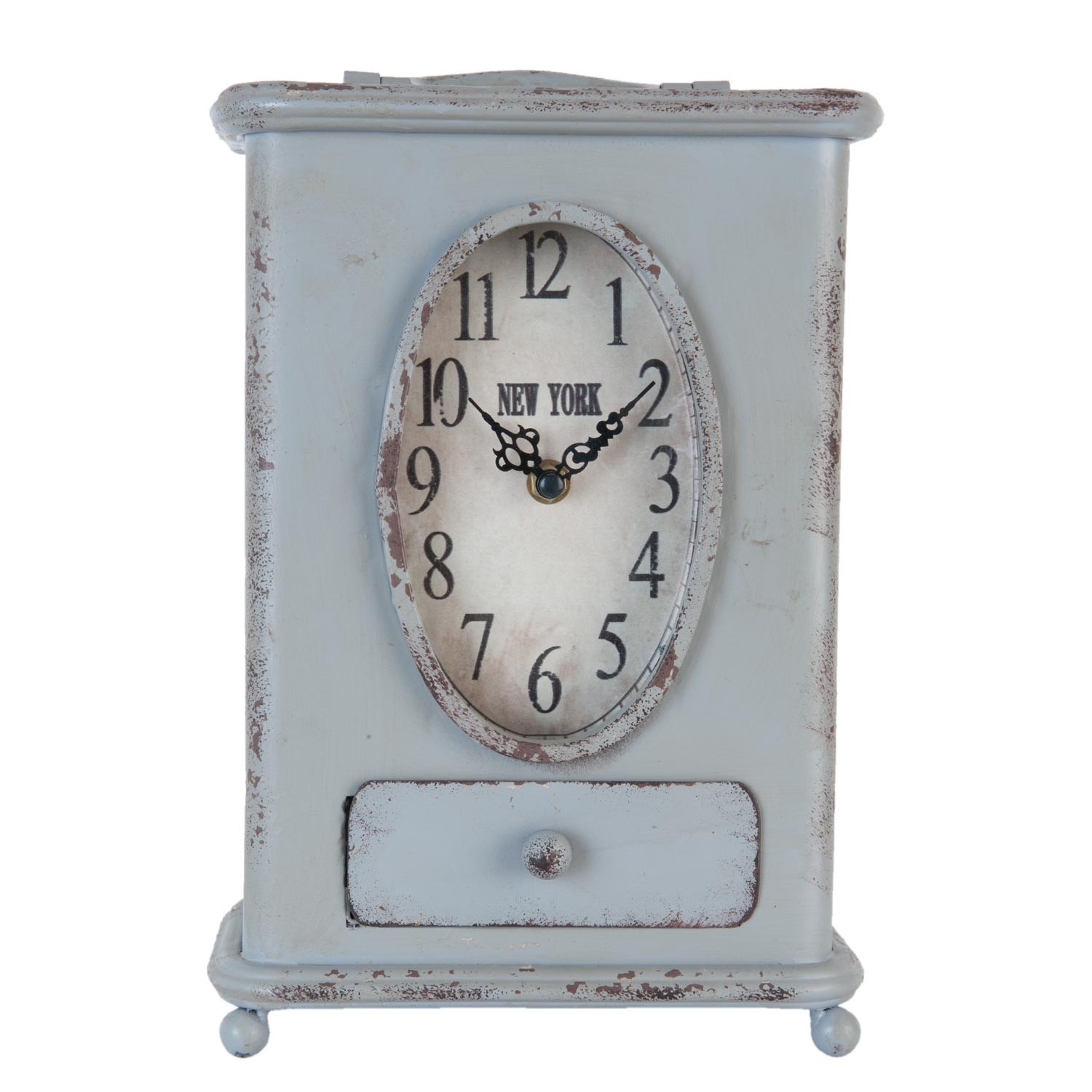 Levně Vintage stolní hodiny s patinou New York - 20*13*30 cm / 1*AA 6KL0397