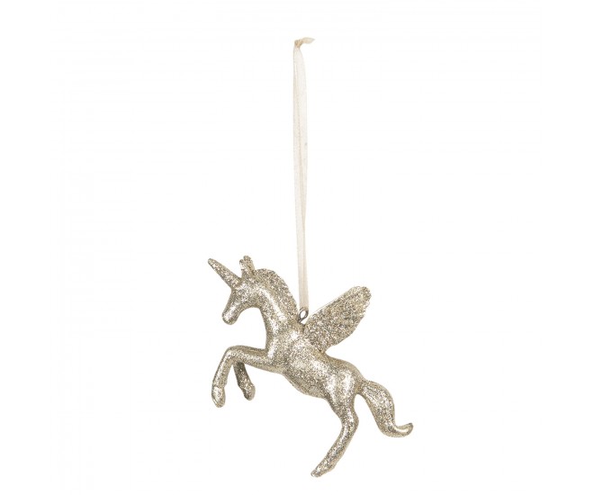 Závěsná zlatá ozdoba Jednorožec - 10*2*7 cm Clayre & Eef