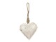 Závěsná plechová dekorace bílé srdce - 10*2*10 cm