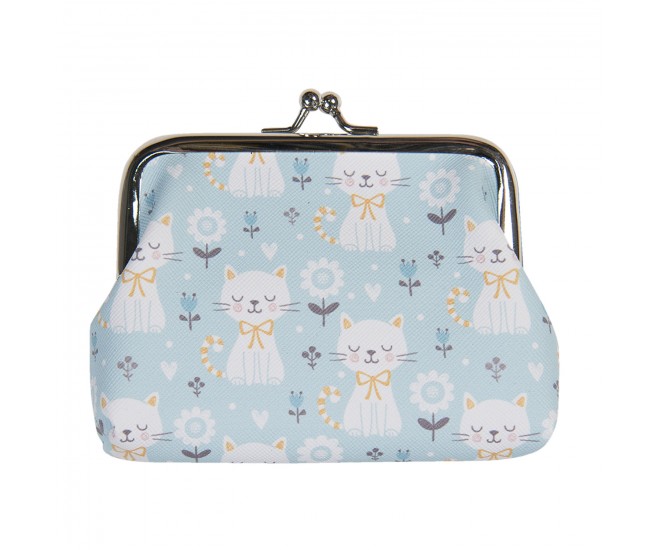 Modrá malá peněženka s kočičkama Kitty - 12*8 cm