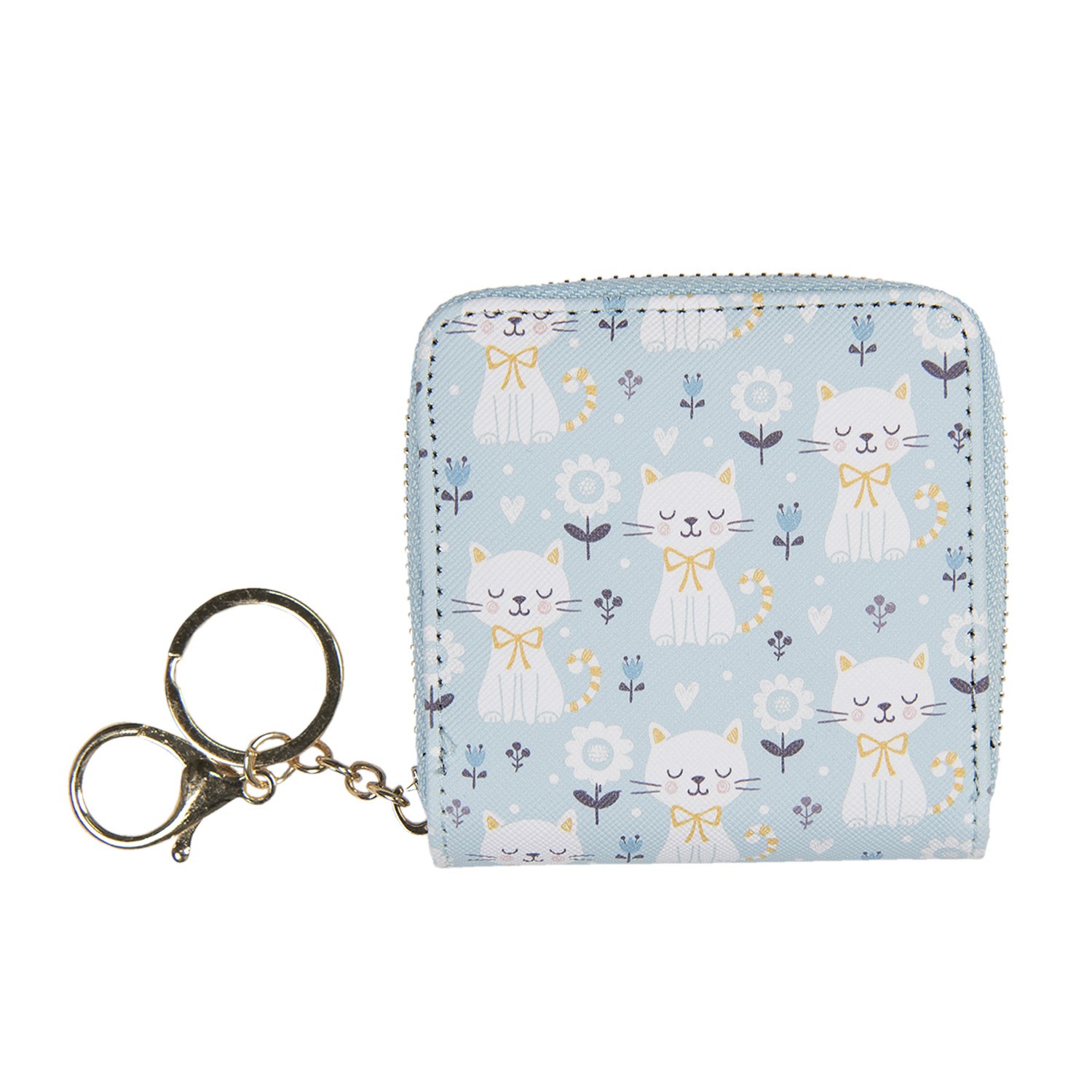 Modrá malá peněženka s kočičkama Kitty - 10*10 cm Clayre & Eef
