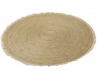 Přírodní kulatý koberec z mořské trávy s třásněmi - Ø 120 cm