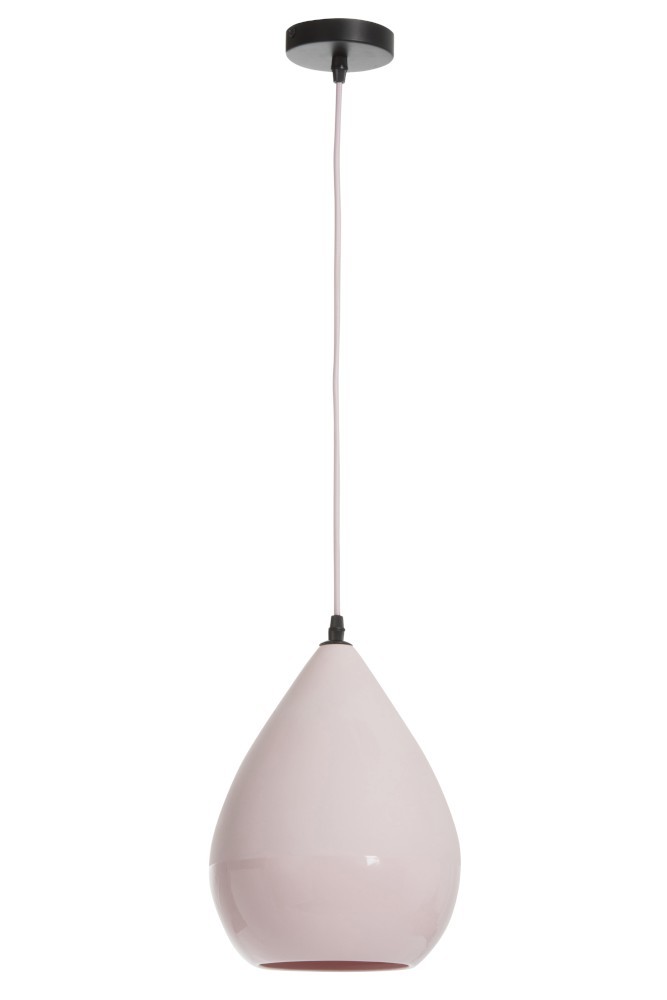 Růžová závěsná porcelánová lampa Drop - Ø 21*29,5 cm