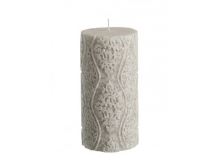 Mintová válcovitá svíčka s ornamenty - Ø7,5*15cm 