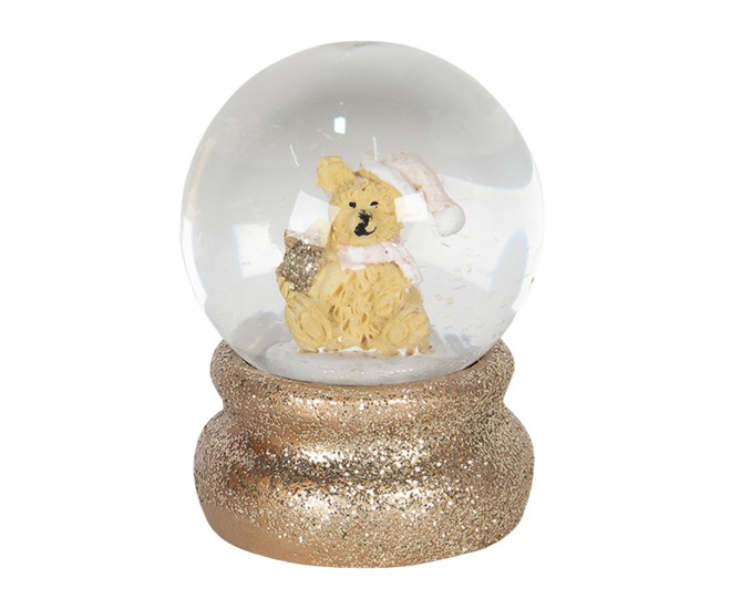 Malé zlaté sněžítko s flitry a medvídkem – Ø 4*5 cm