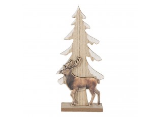 Dekorativní dřevěný vánoční strom s jelenem - 11*5*24 cm