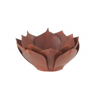 Hnědo-rezavý kovový svícen na čajovou svíčku Leknín - Ø 14*5,8 cm