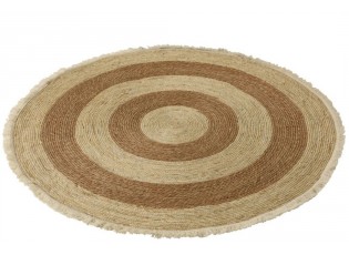 Přírodně-hnědý kulatý koberec z mořské trávy s třásněmi - Ø 120 cm