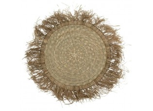 Přírodní kulatý koberec z mořské trávy s třásněmi - Ø 90cm