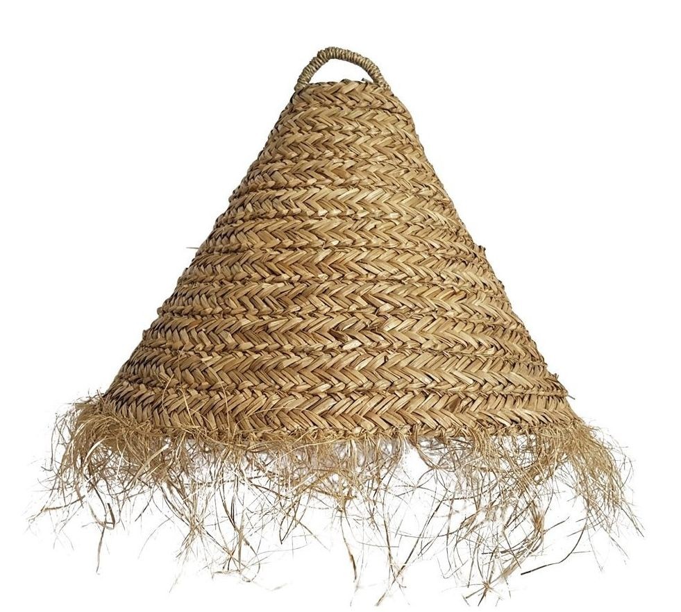 Přírodní závěsné stínidlo z mořské trávy s třásněmi - Ø 60*48cm