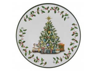 Vánoční plastový talíř/podnos se stromkem - Ø 33 cm