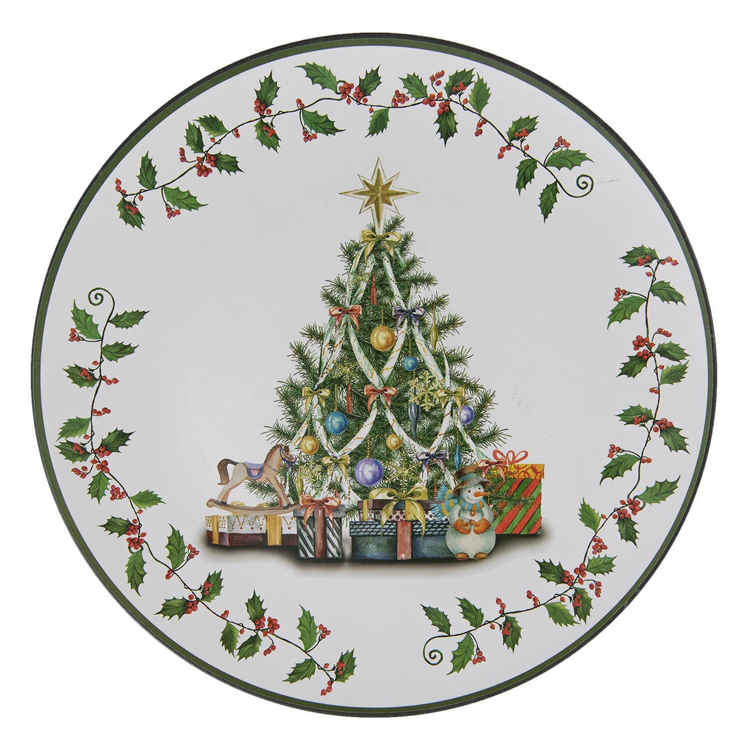 Vánoční plastový talíř/podnos se stromkem - Ø 33 cm Clayre & Eef