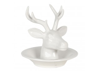 Bílá keramická miska s hlavou jelena - 23*23*23 cm