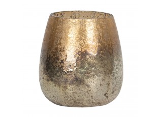 Stříbrno-zlatý skleněný svícen - Ø 11*14 cm