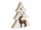 Dřevěná dekorace vánoční stromeček s jelenem - 16*2*14 cm