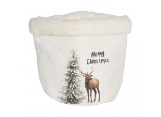 Bílý dekorační vánoční koš Merry Christmas – Ø 17*18 cm