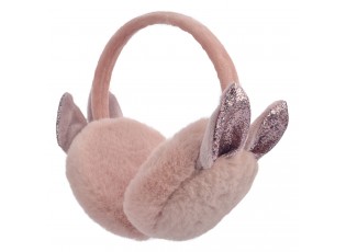 Růžové klapky na uši se třpytivými oušky - Ø 13cm