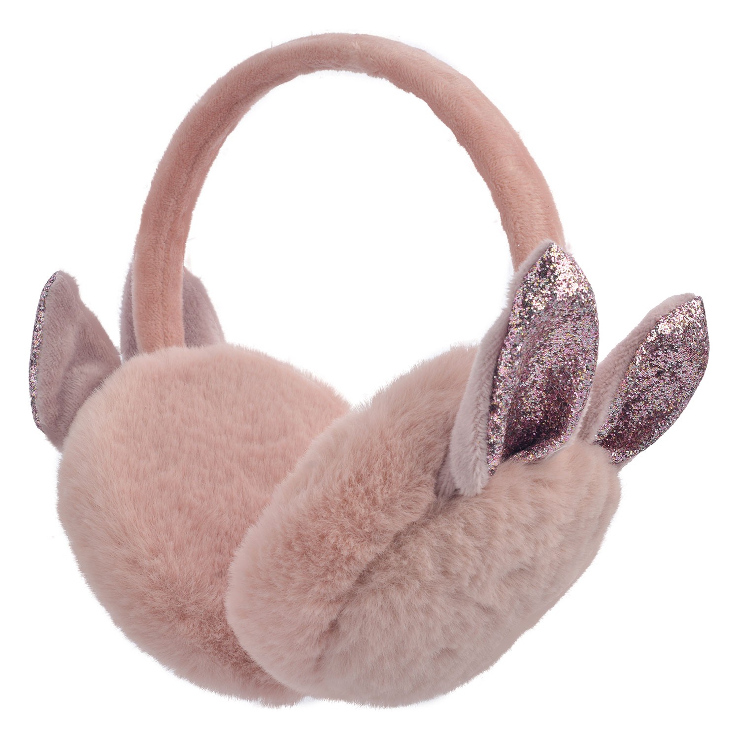 Růžové klapky na uši se třpytivými oušky - Ø 11cm Clayre & Eef