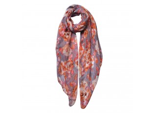 Šedý šátek s barevnými květy - 80*180 cm