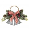 Vánoční dekorace stříbrné zvonky s větvičkou a mašlí - 23*8*18 cm Barva: stříbrná, zelená, červenáMateriál: kov, plastHmotnost: 0,178 kg