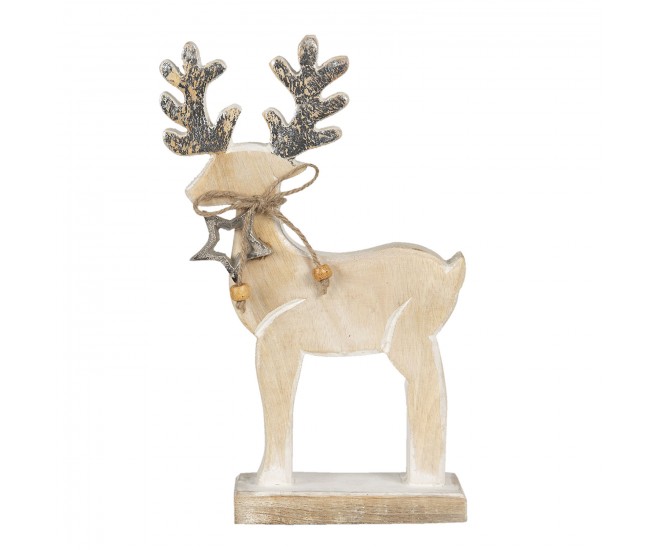 Vánoční dřevěná dekorace Jelen s hvězdičkou - 17*5*23 cm