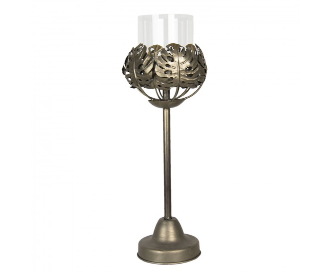 Bronzový svícen s dekorací listů Malgier – Ø 18*49 cm