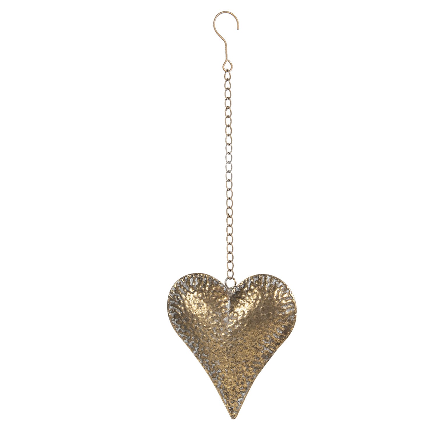 Dekorace závěsné zlaté srdce s patinou - 18*5*20 cm Clayre & Eef