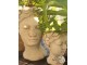 Šedý cementový květináč hlava ženy - 18*17,5*25,5 cm