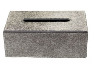 Kožený zásobník na papírové kapesníky šedý - 25*14*9 cm
