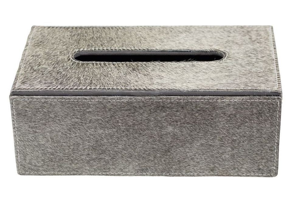 Kožený zásobník na papírové kapesníky šedý - 25*14*9 cm