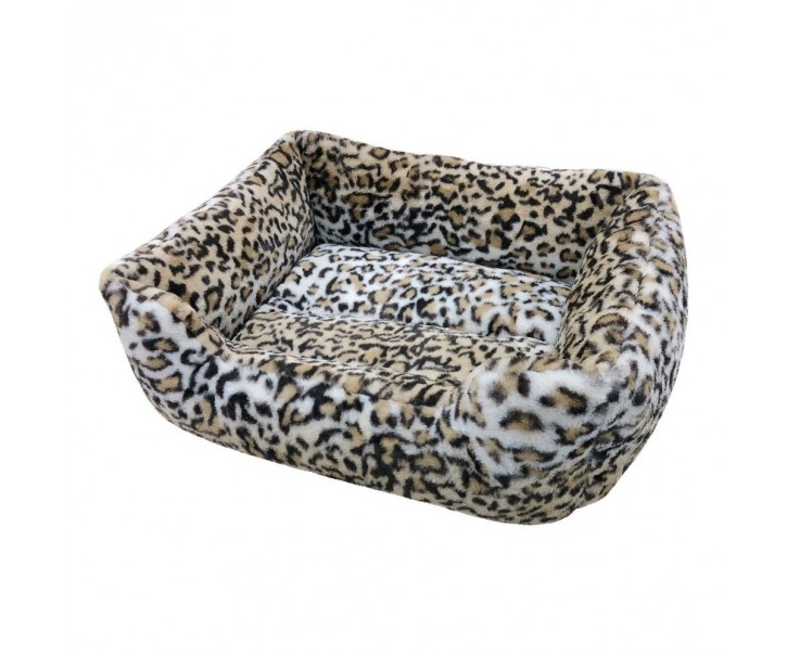 Chlupatý pelíšek pro pejska nebo kočičku v imitaci leopardí kůže - 55*42*15 cm