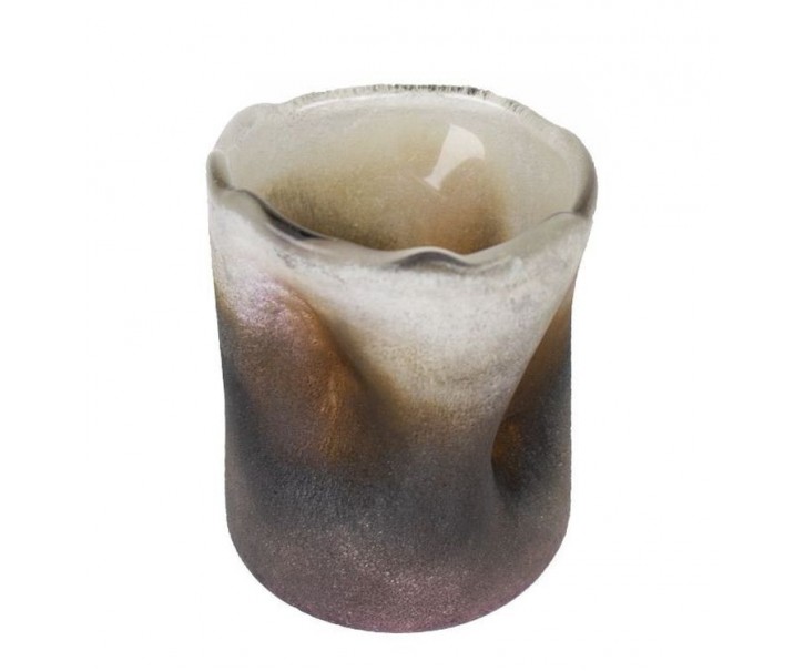 Skleněný svícen / váza se zvlněnním Manni - Ø7,5*9cm