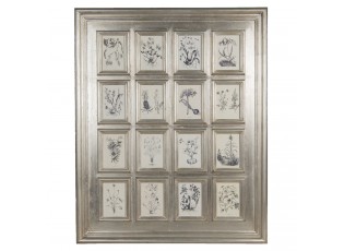 Stříbrný dekorativní fotorámeček s 16 okýnky - 90*4*110 cm / 13*18 cm 