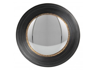 Zrcadlo Degaré s masivním černým rámem se zlatou linkou – Ø 34 cm