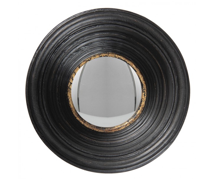 Černé antik kulaté nástěnné vypouklé zrcadlo Beneoit – Ø 19*7 cm