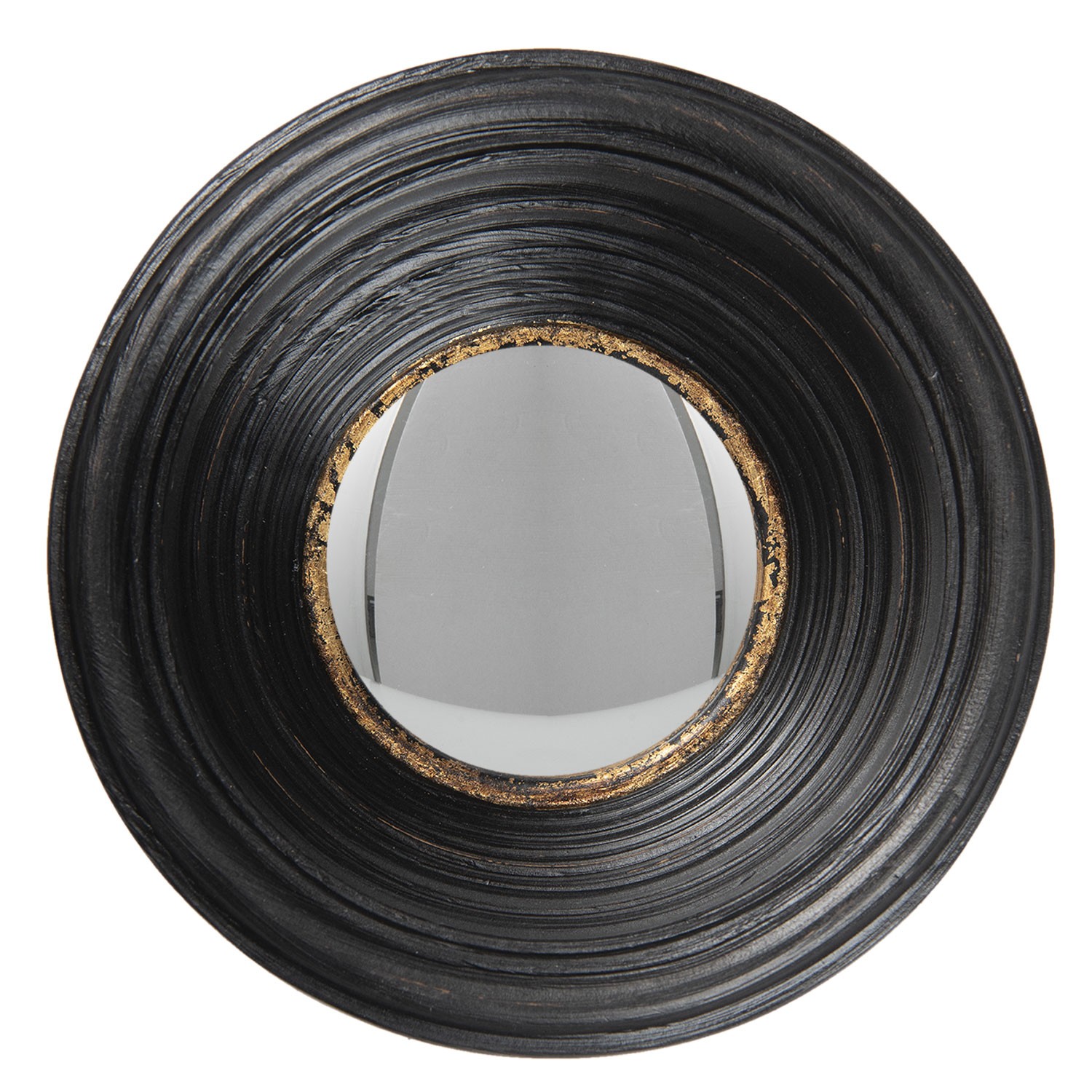 Černé antik kulaté nástěnné vypouklé zrcadlo Beneoit – Ø 19*7 cm 62S201